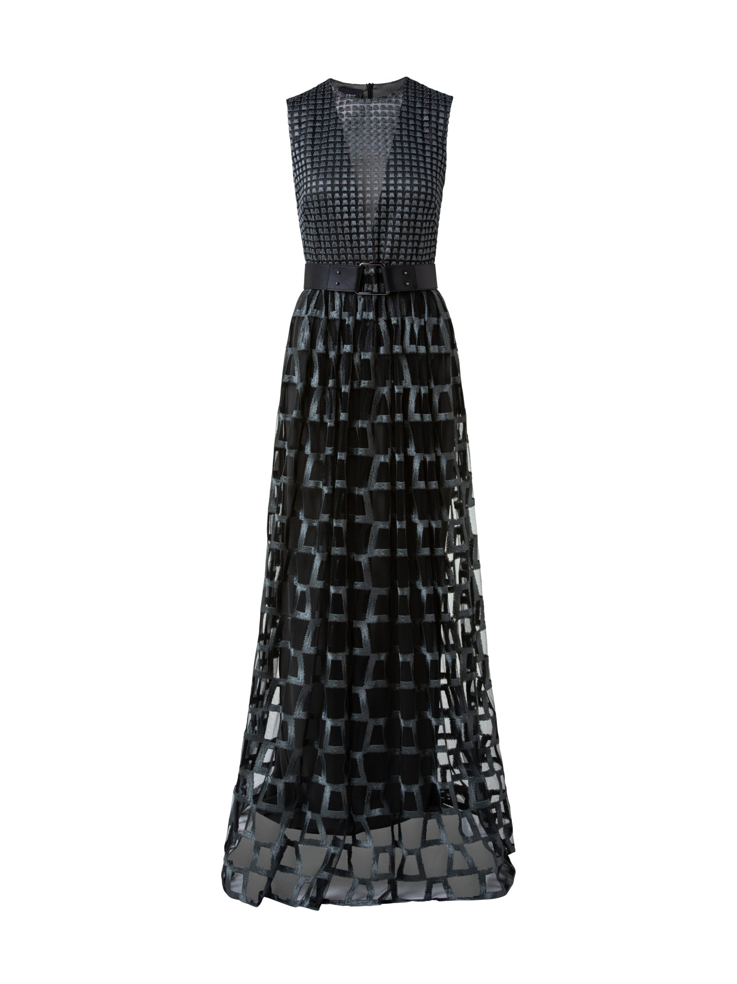 Designer Ärmelloses Abendkleid mit verschiedenen Stickereien