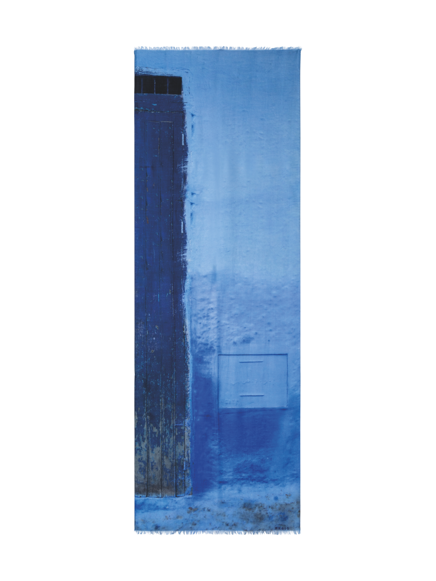 Designer Schal mit Chefchaouen Wood Door Druck - Dunkelblau - Blau - Violett - Weinrot - Rot - Rosa
