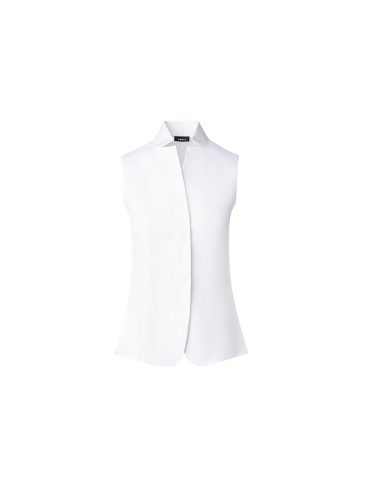 Designer Ärmellose Bluse aus Baumwolle mit Stretchanteil - Weiss