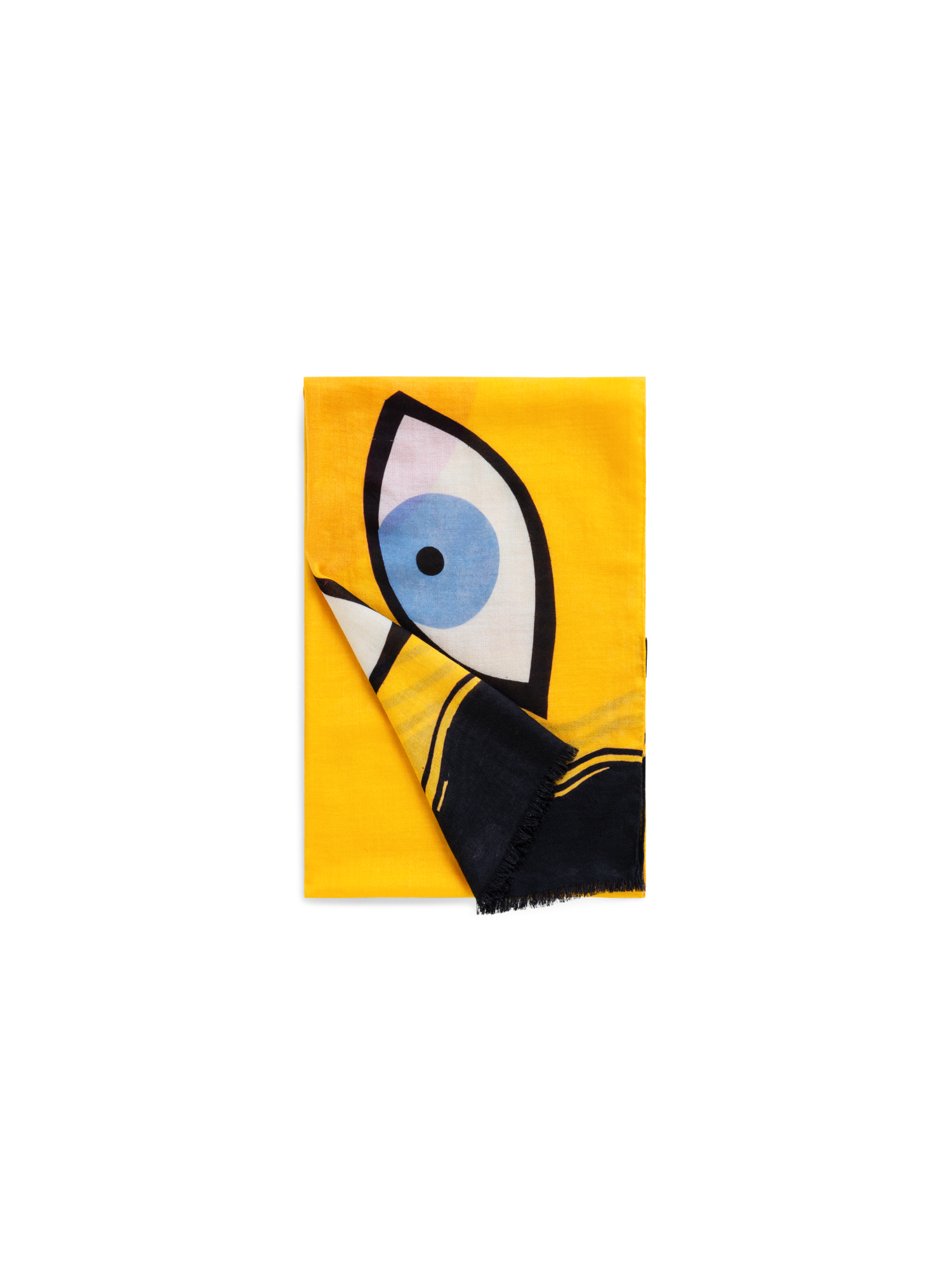 Designer Schal aus Kaschmir und Seide mit Portraitdruck - Bunt - Gelb