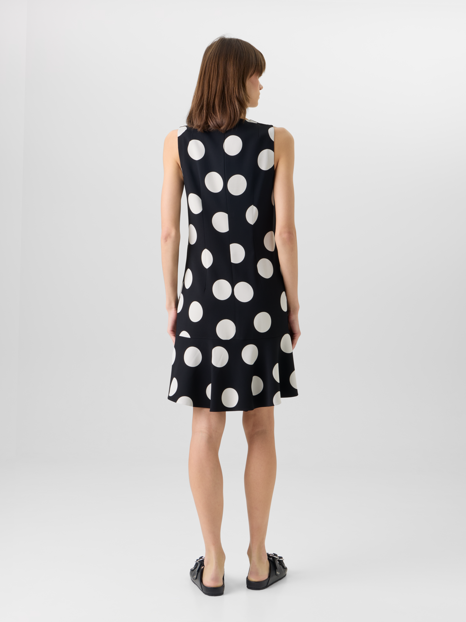 Designer Ärmelloses Shiftkleid aus Viskose-Stretch-Krepp - Schwarz 