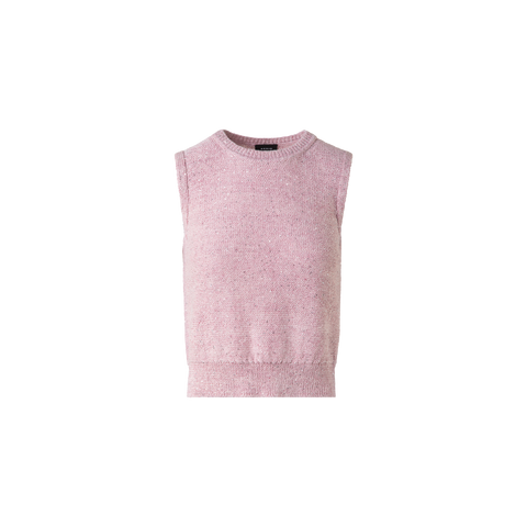 Sleeveless Linen Cotton Knit Top with Sequins