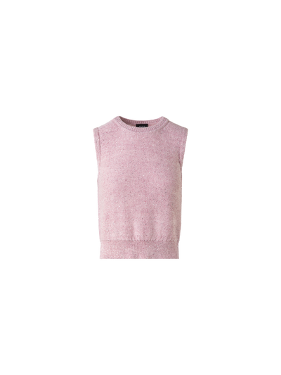 Designer Leinen-Baumwoll-Strick-Top mit Mikro-Pailletten - Rosa