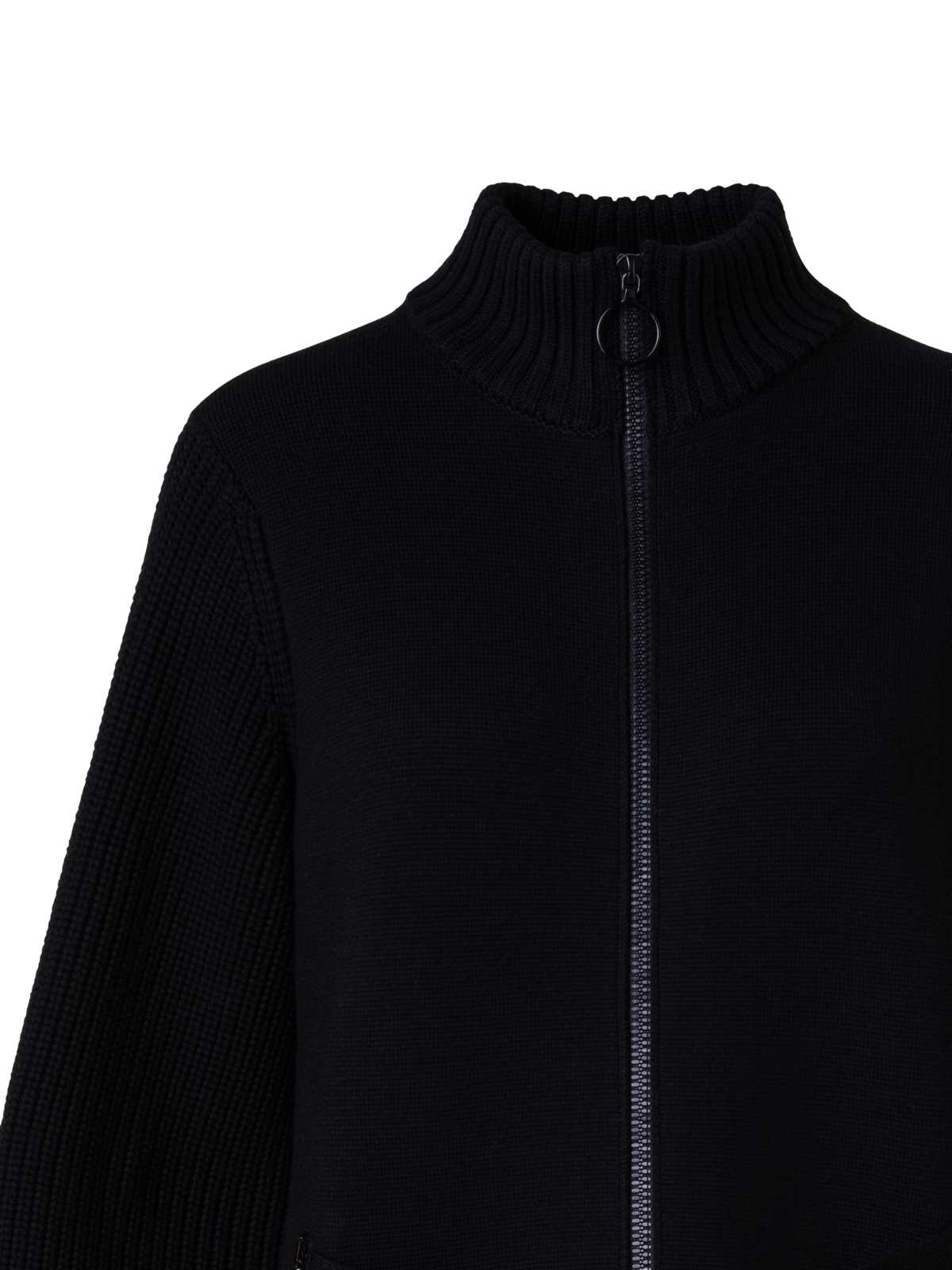 Designer Lange Merino-Bomberjacke - Schwarz