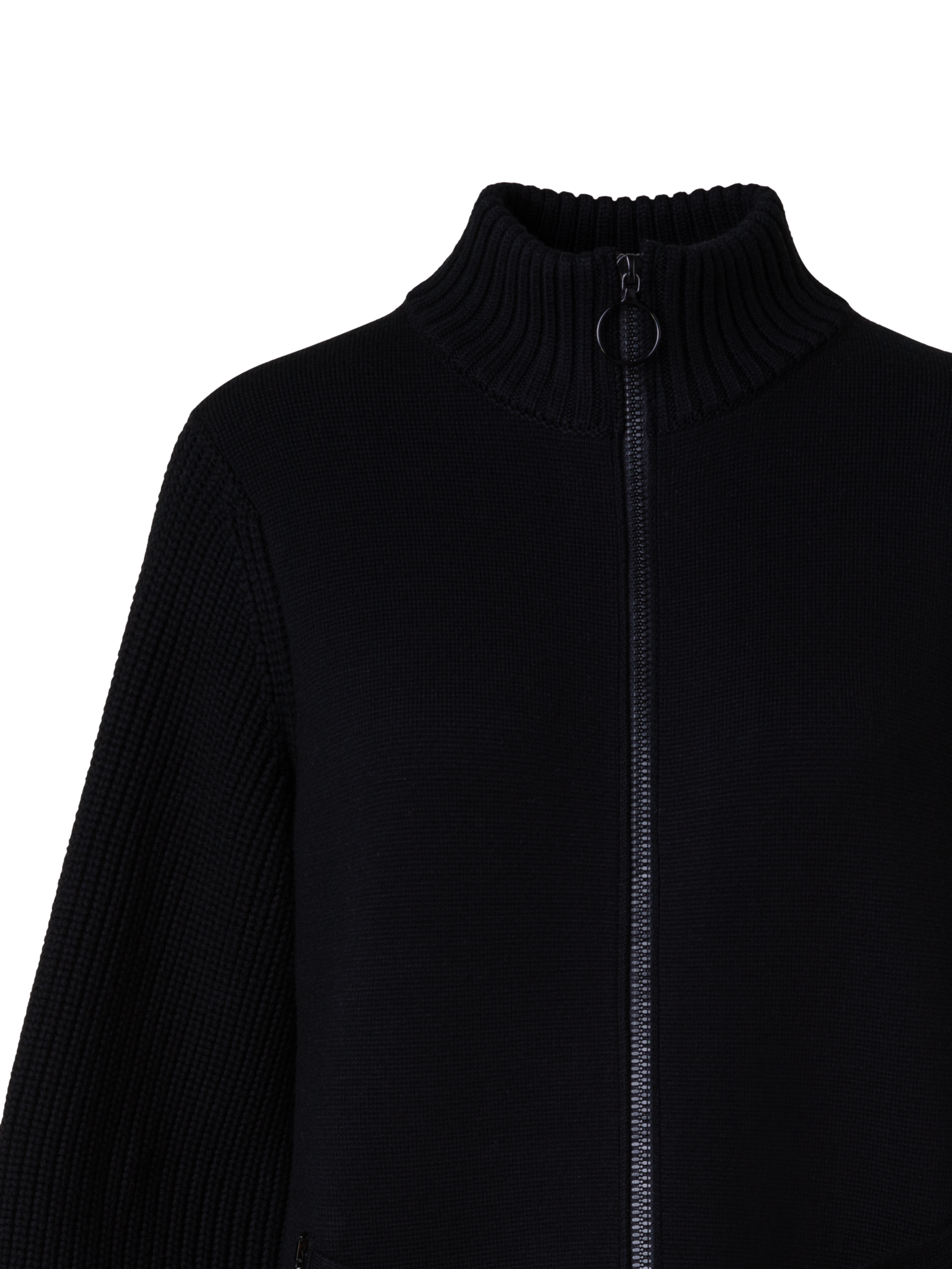 Designer Lange Merino-Bomberjacke - Schwarz