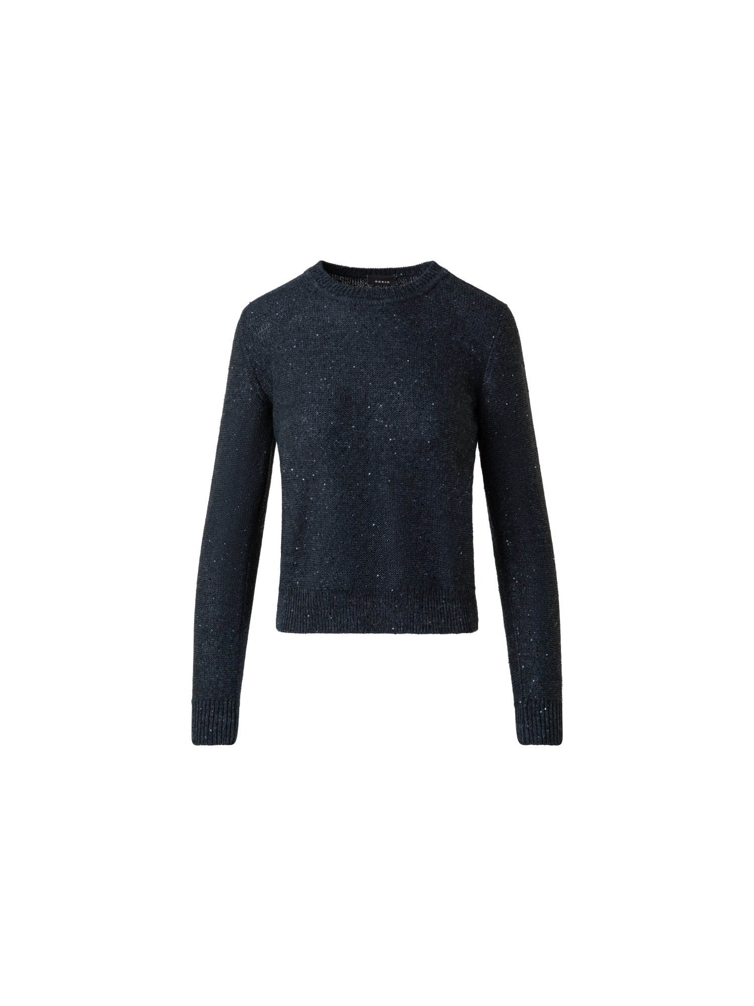 Designer Leinen-Baumwoll-Pullover mit Mikro-Pailletten - Grau