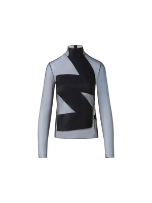 Designer Transparentes Top mit Zigzag-Detail - Schwarz