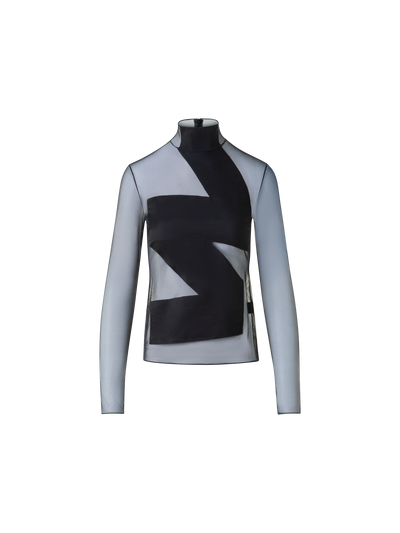 Designer Transparentes Top mit Zigzag-Detail - Schwarz