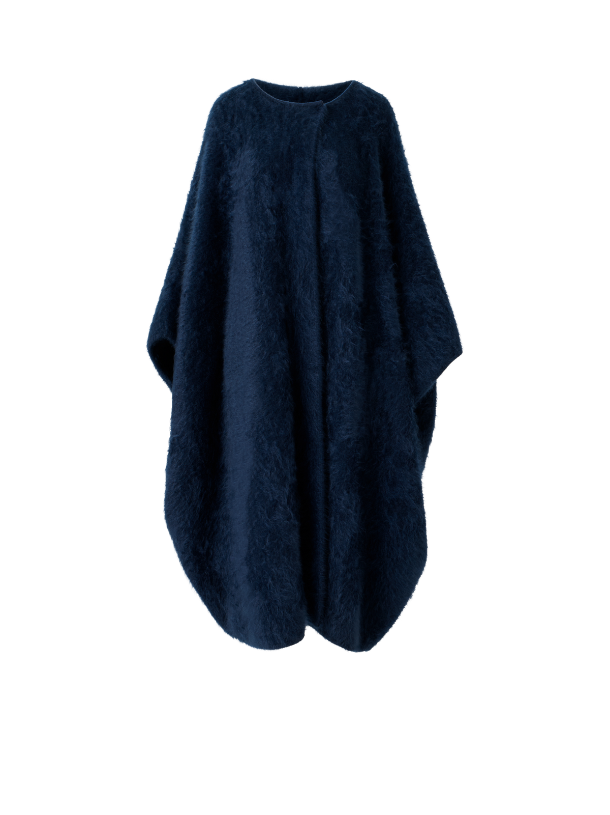 Designer Langes Kaschmir Cape mit Schal-Kapuze - Dunkelblau - Blau