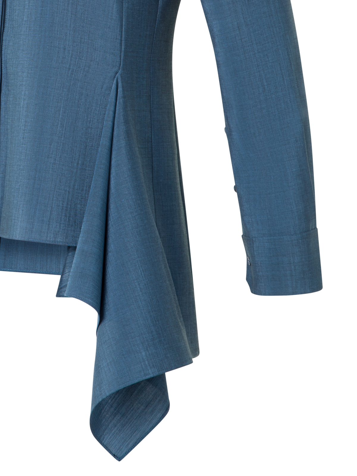 Designer Asymmetrische Bluse aus Cool Wool - Blau