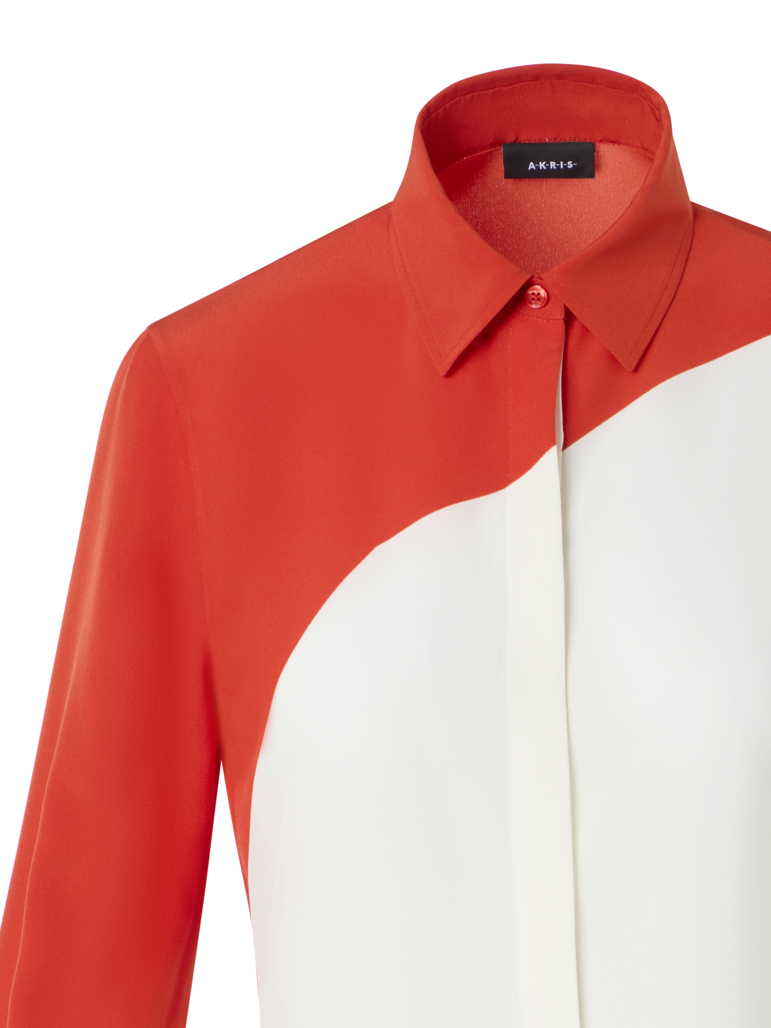 Designer Seiden-Crêpe-Bluse mit Polygon-Druck - Bunt