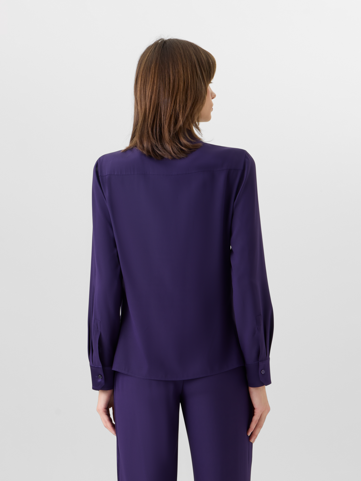 Designer Langärmelige Bluse aus Seiden-Stretch - Violett #editorial