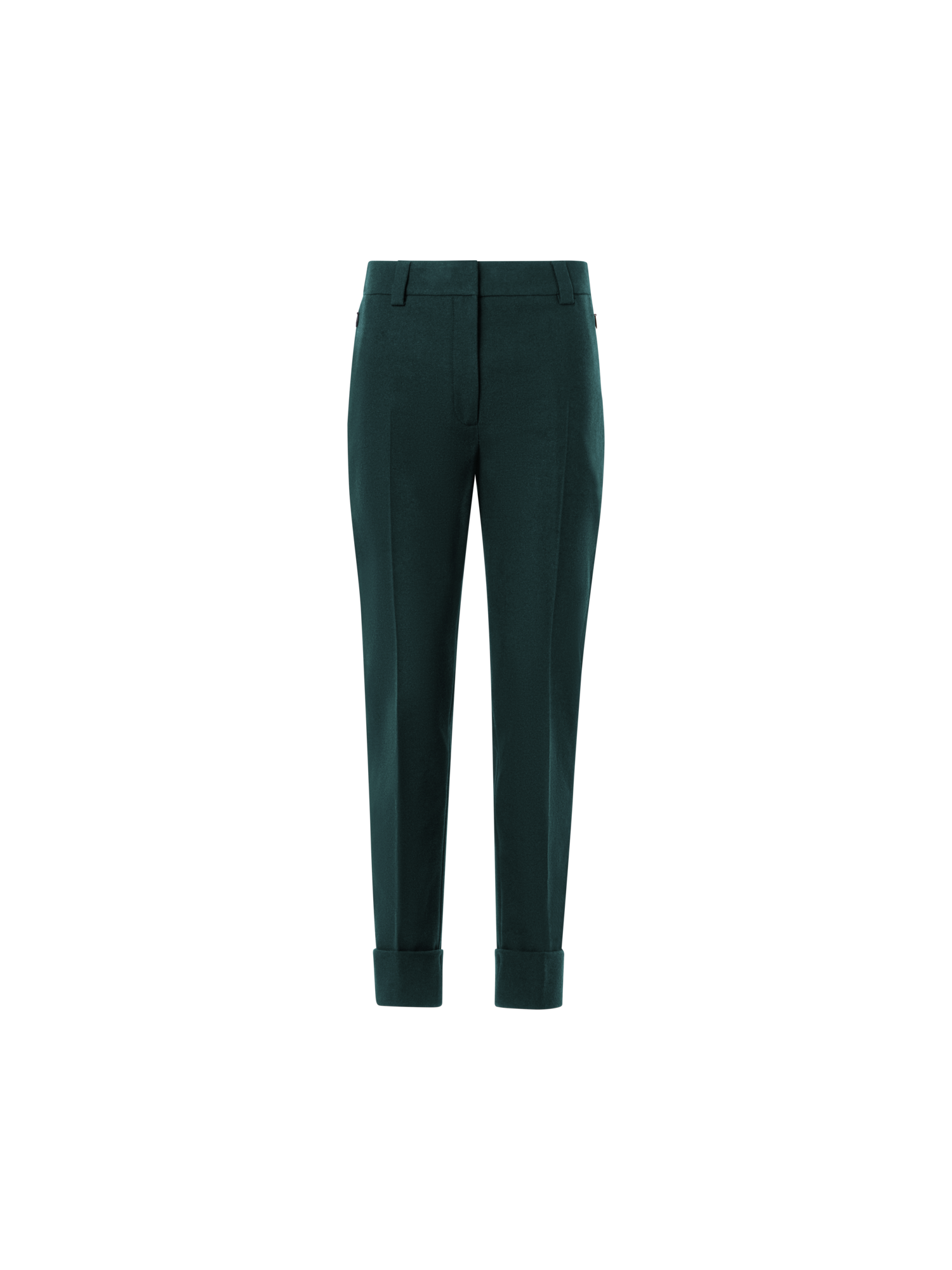 Designer Tapered Flanellhose mit Umschlag - Grün