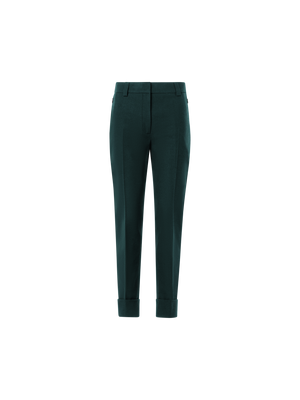 Designer Tapered Flanellhose mit Umschlag - Grün