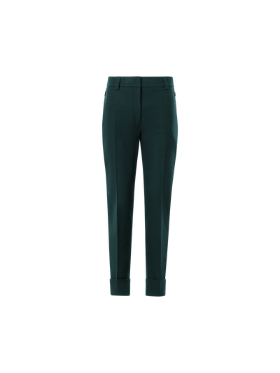 Designer Tapered Flanellhose mit Umschlag - Grün