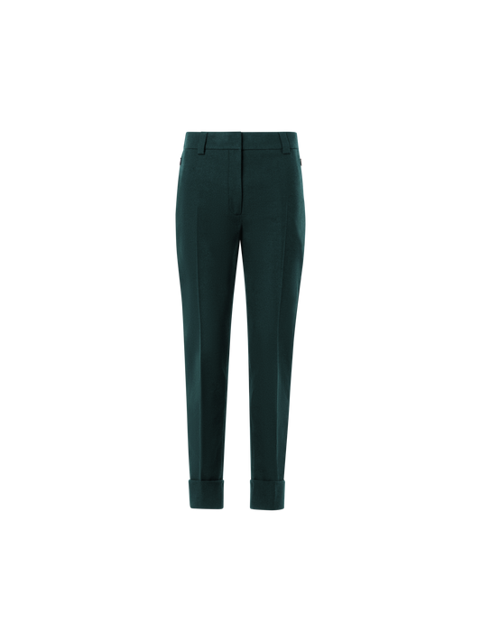 Designer Tapered Flanellhose mit Umschlag - Grün