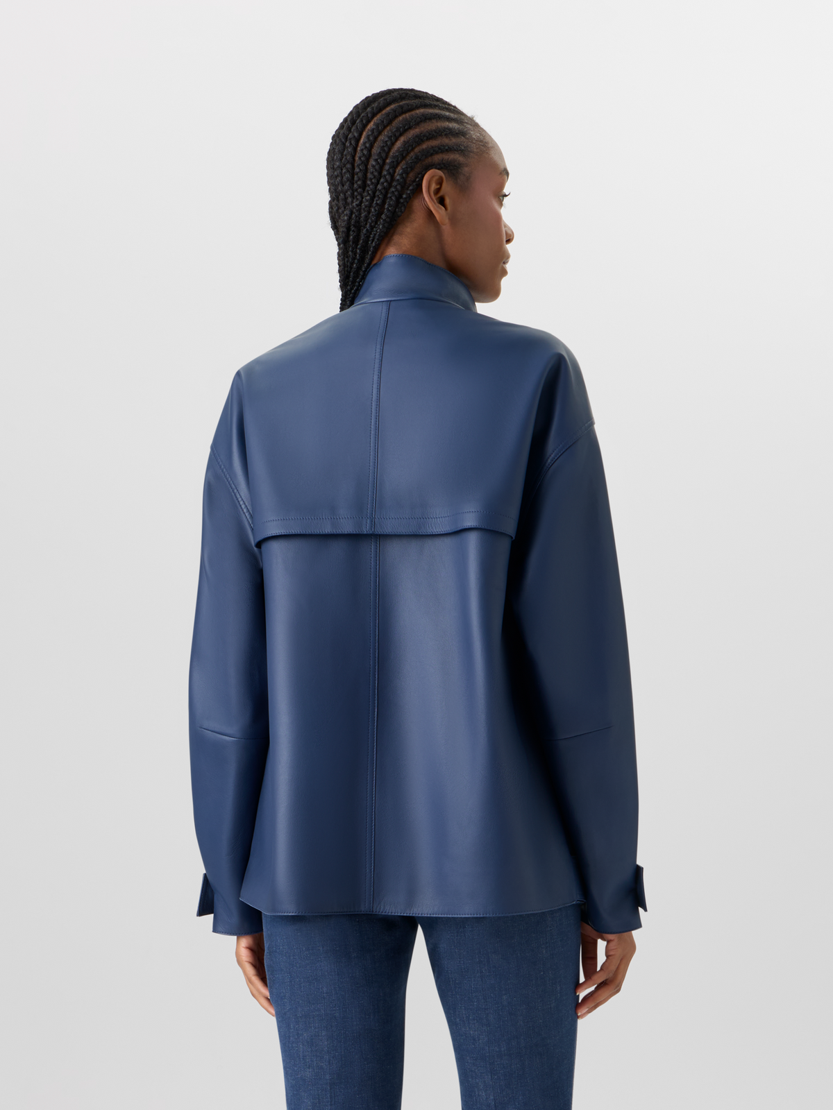Designer Huma Jacke aus Lackleder - Blau #editorial