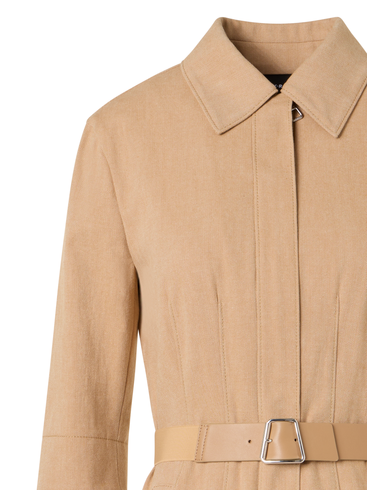 Designer A-Linien-Midikleid aus Baumwoll-Denim-Stretch - Beige