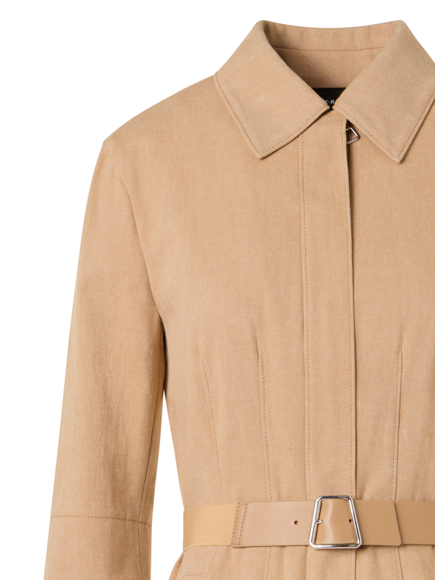 Designer A-Linien-Midikleid aus Baumwoll-Denim-Stretch - Beige