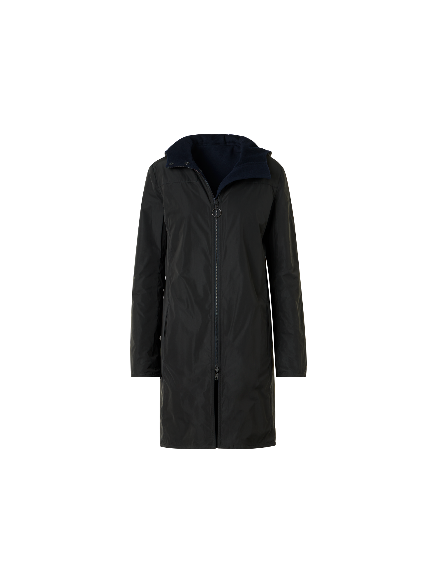 Designer Wendbarer Wolle und Shell Mantel - Schwarz - Dunkelblau - Blau - Bunt