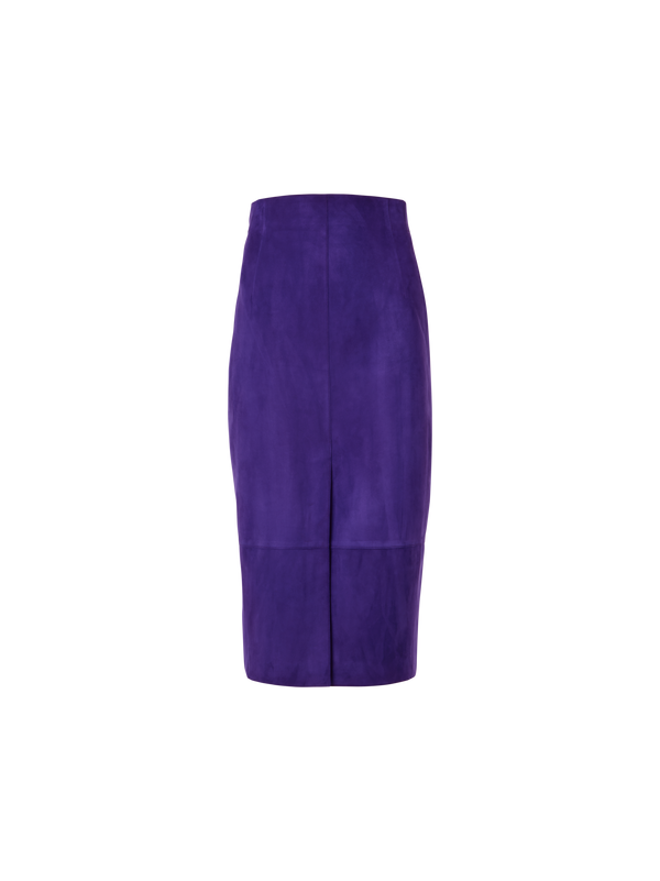 Designer Bleistiftrock aus Wildleder - Violett