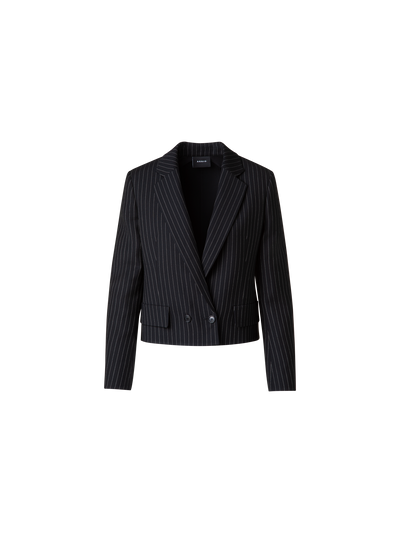 Designer Kurze Boxy-Nadelstreifen-Jacke - Grau