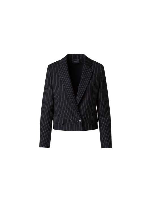 Designer Kurze Boxy-Nadelstreifen-Jacke - Grau