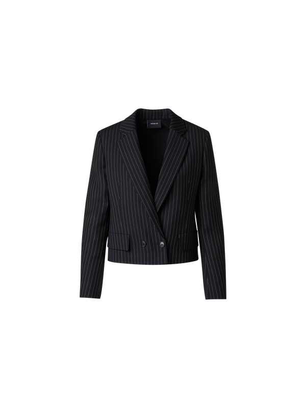 Designer Kurze Boxy-Nadelstreifen-Jacke - Grau