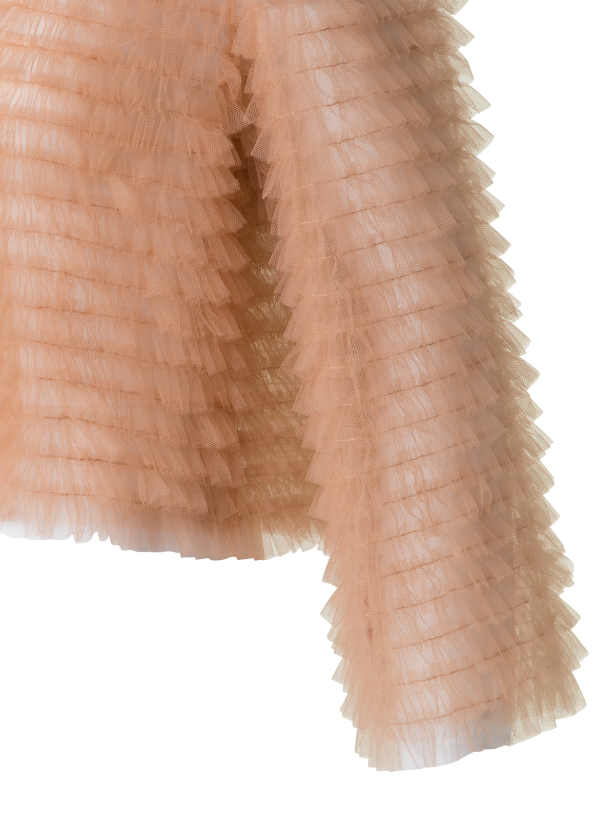 Designer Kurze Tülljacke mit Allover Rüschen - Beige