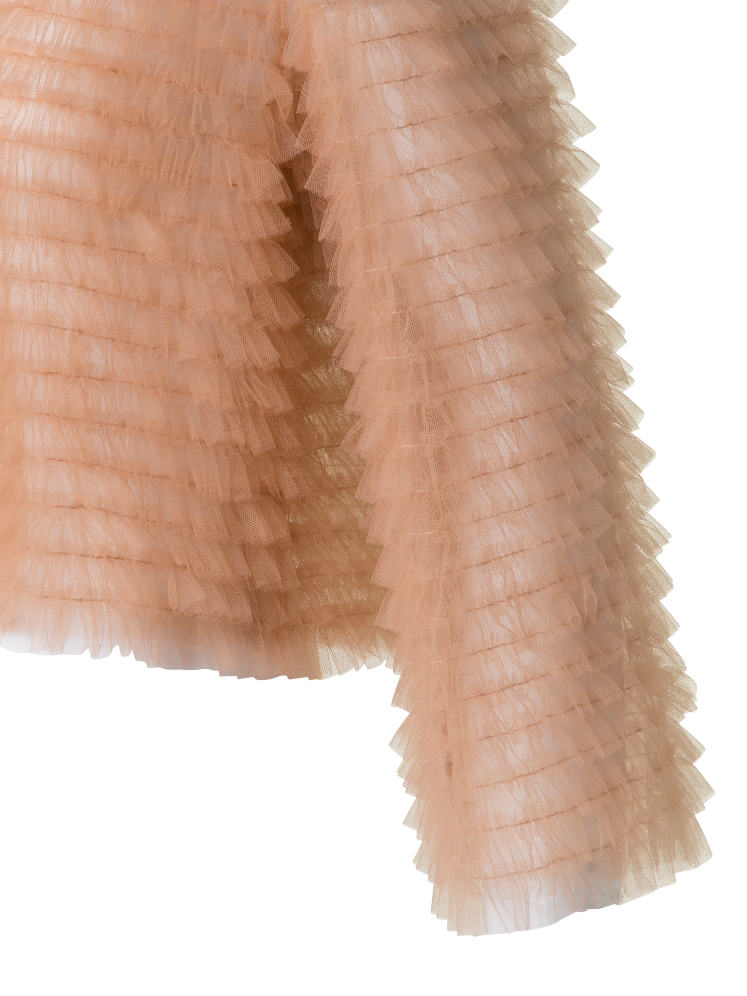 Designer Kurze Tülljacke mit Allover Rüschen - Beige