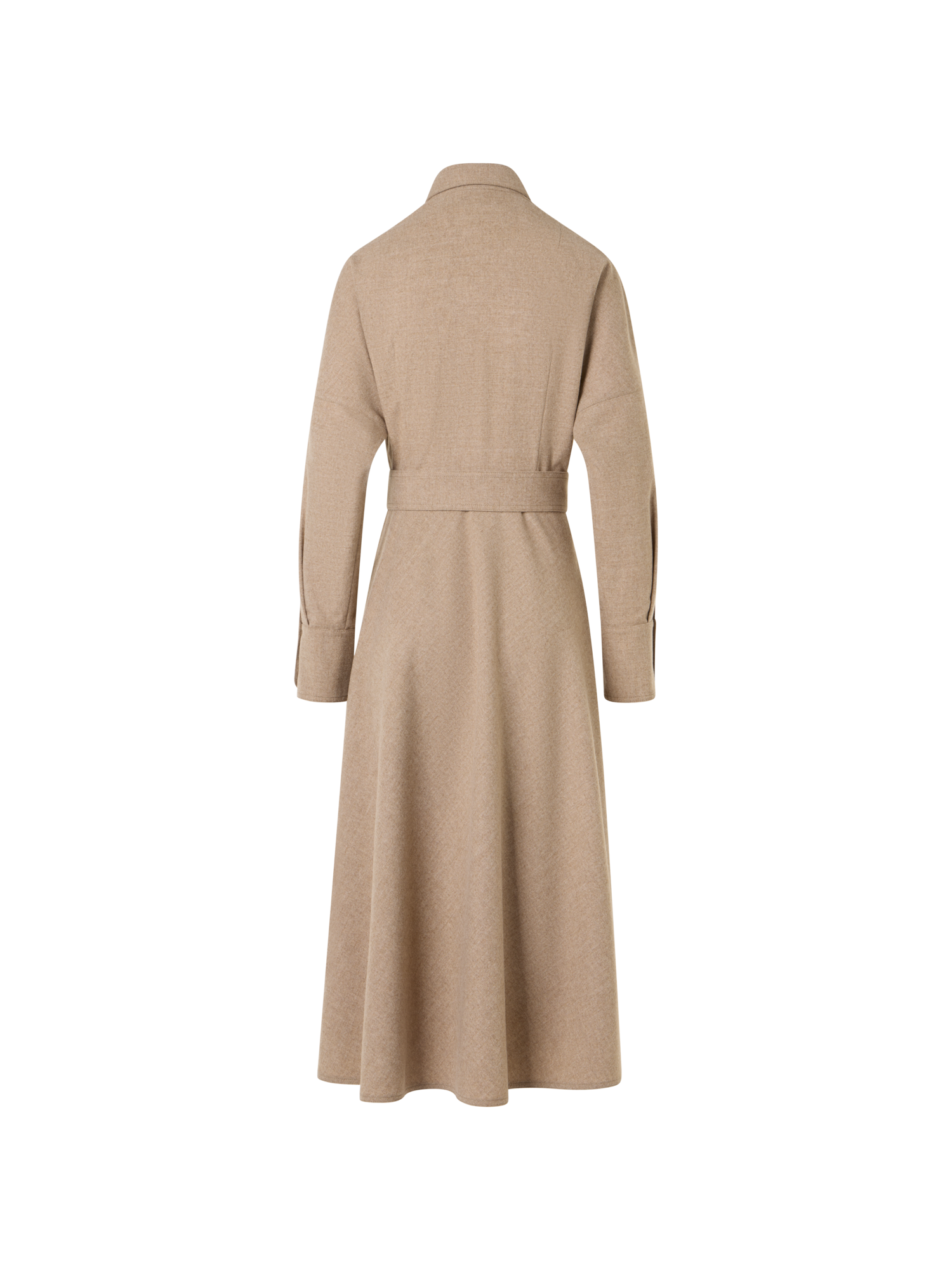 Designer Ausgestelltes Midikleid aus Wollflanell - Beige