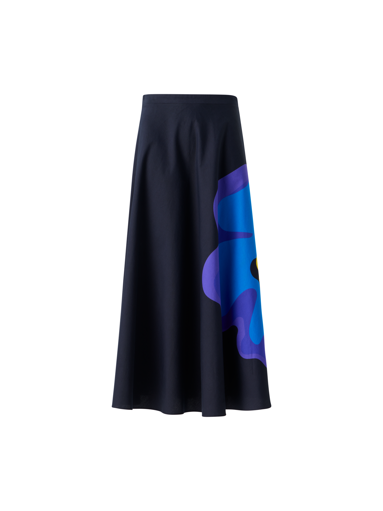 Designer XL-Midirock mit Pop-Dot-Blumenmuster - Dunkelblau