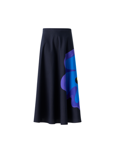 Designer XL-Midirock mit Pop-Dot-Blumenmuster - Dunkelblau