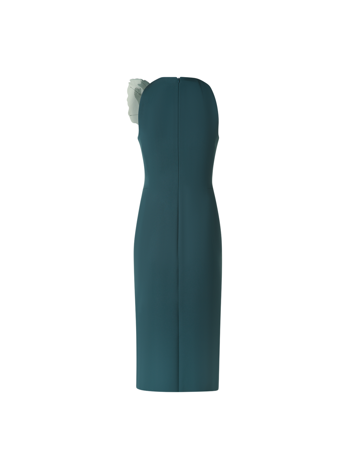 Designer Seidenkleid mit 3D Anemone - Grün