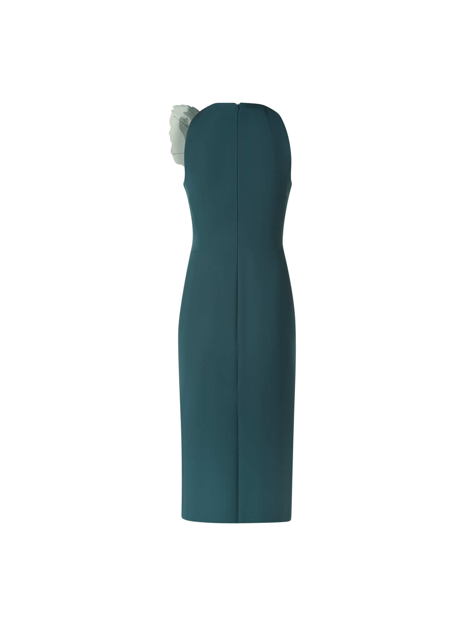 Designer Seidenkleid mit 3D Anemone - Grün