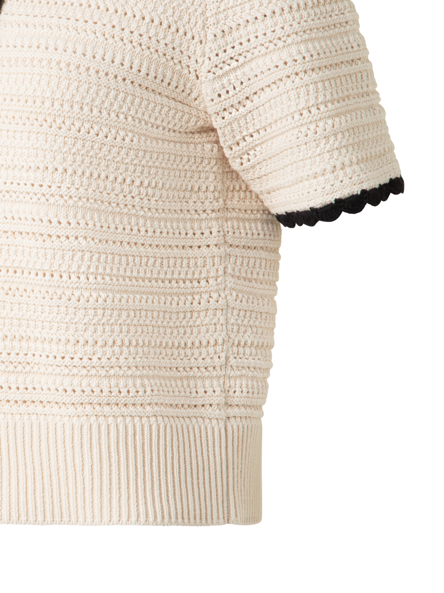 Designer Grob gestricktes Shirt mit Kontrastbündchen - Bunt - Beige