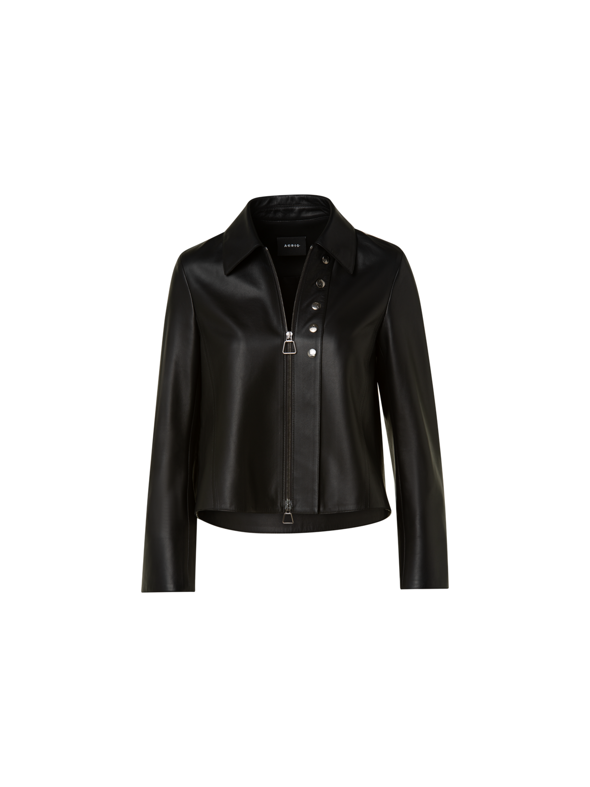 Designer Lammleder Jacke mit Hemdkragen und Knopfdetail