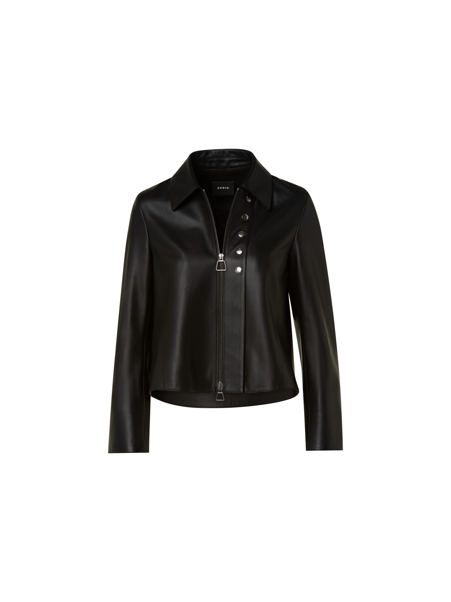 Designer Lammleder Jacke mit Hemdkragen und Knopfdetail