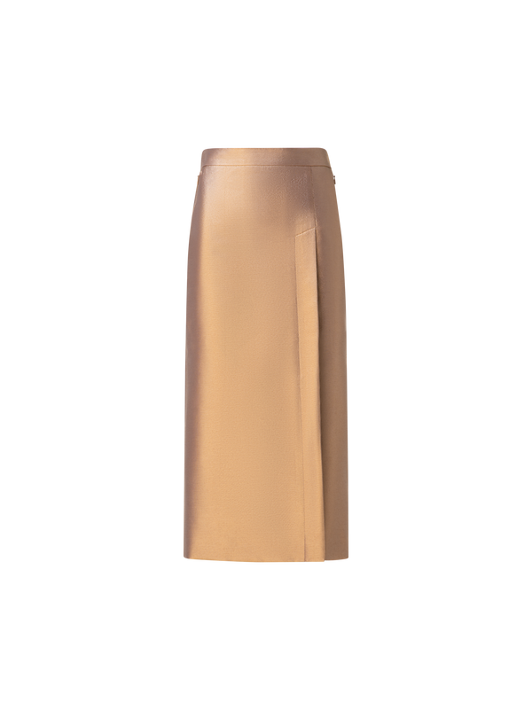 Designer Bleistiftrock aus Baumwolle und goldenem Lurex - Gold