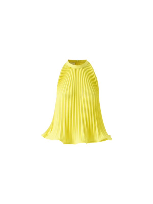 Designer Plissiertes Neckholder-Top aus Crêpe - Gelb