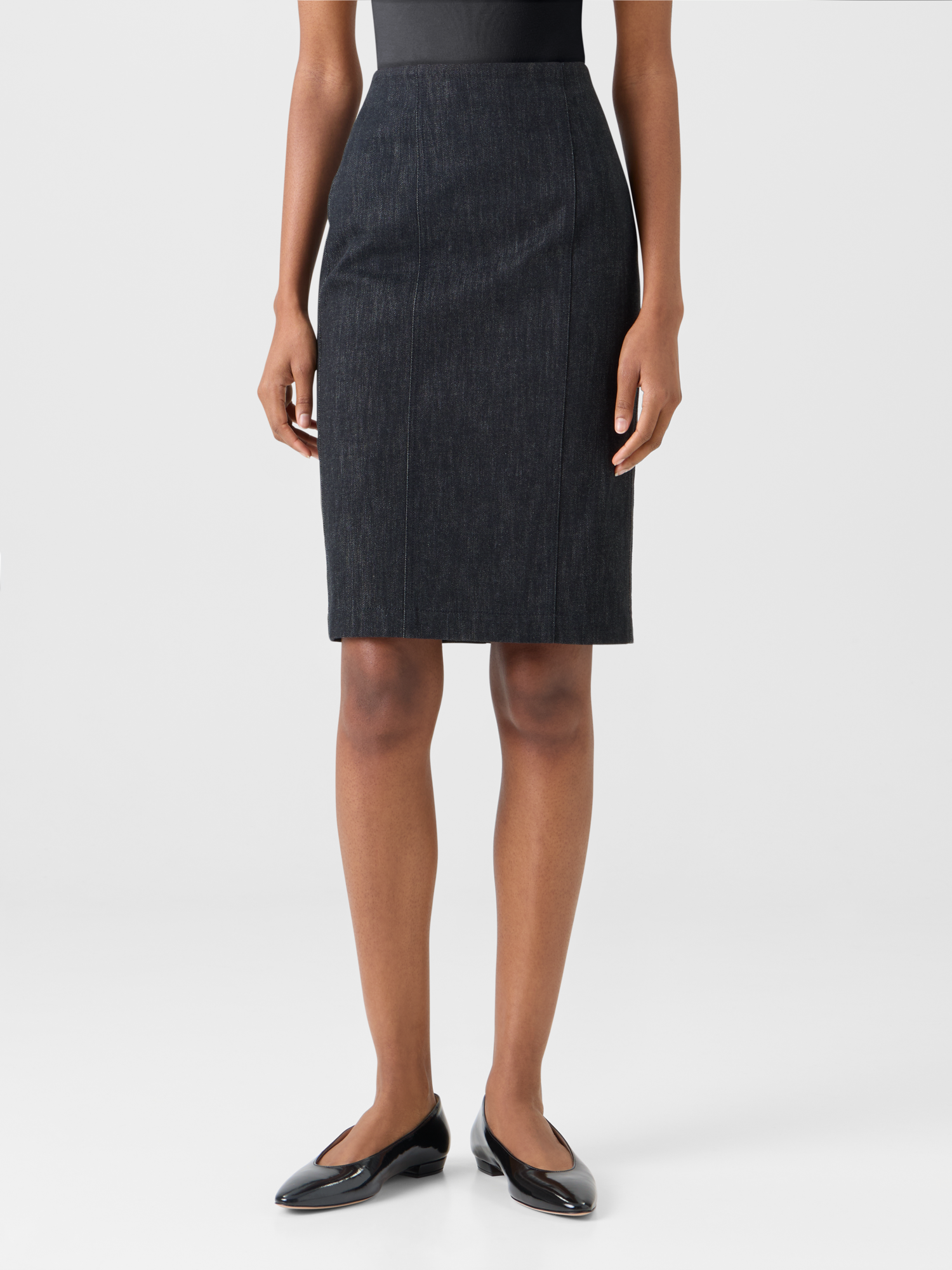 Designer Bleistiftrock aus Denim - Schwarz 