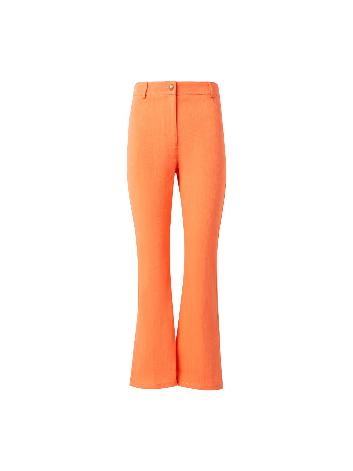 Designer Cropped Schlaghose aus Baumwoll-Denim-Stretch - Orange