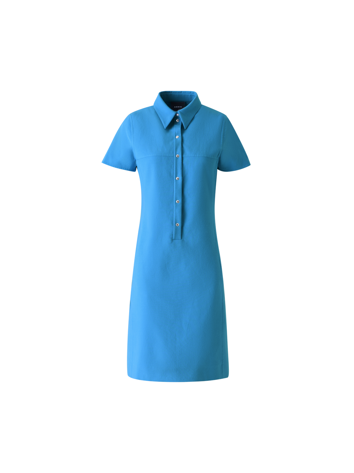 Designer Double-Face-Polokleid aus Baumwoll-Seidenstretch - Blau