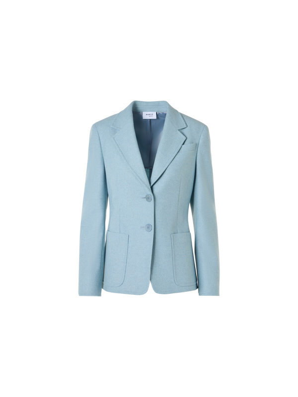 Designer Taillierte Jacke aus Wollflanell - Blau