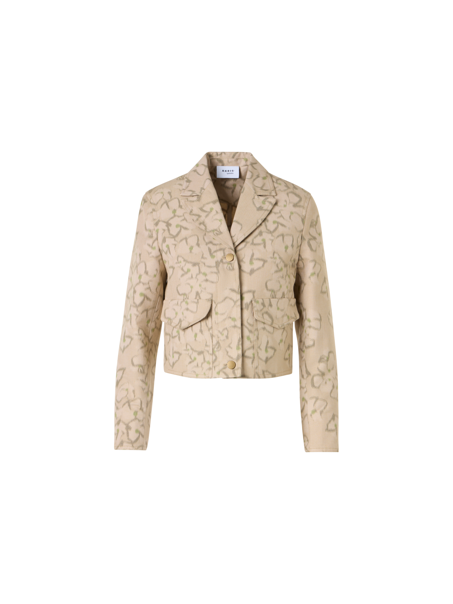 Designer Boxy-Jacke mit Ikat Flower Print - Beige
