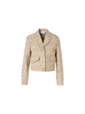 Designer Boxy-Jacke mit Ikat Flower Print - Beige