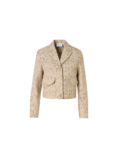 Designer Boxy-Jacke mit Ikat Flower Print - Beige