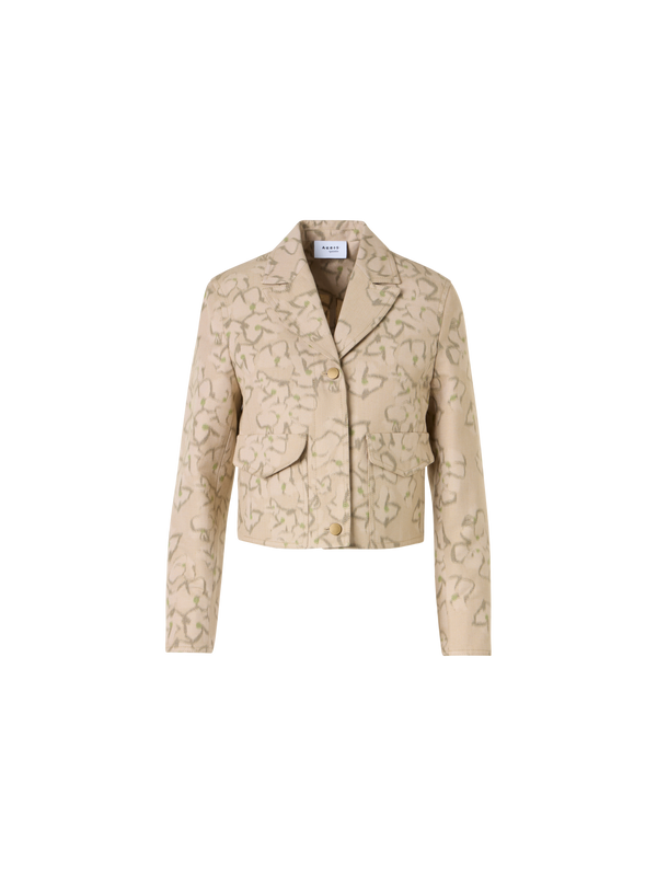 Designer Boxy-Jacke mit Ikat Flower Print - Beige
