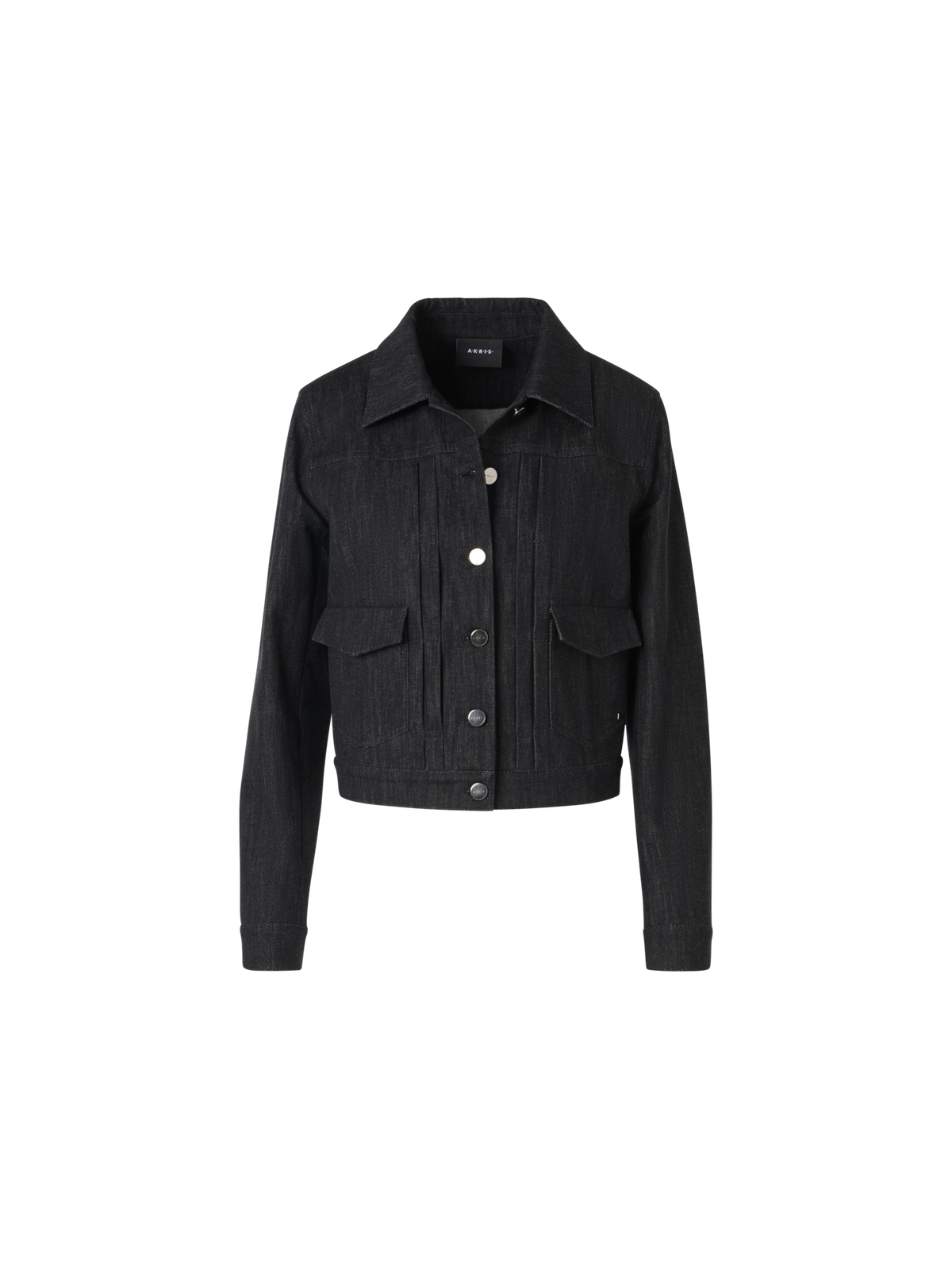 Designer Hilbert kurze Denim-Jacke aus Baumwolle mit aufgesetzten Taschen - Schwarz