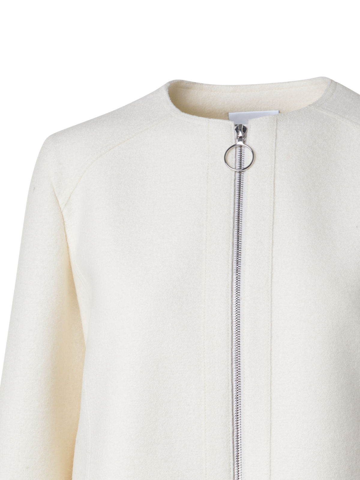 Designer Kurze Jacke aus Wollwalk - Ecru - Weiss